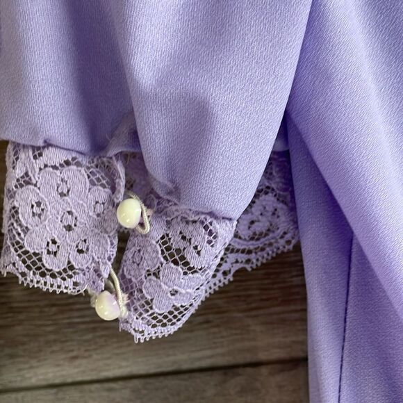 Jane Baar Lavender Lace Trim Belted Keyhole Puff Sleeve Midi Dress,Size 10, 70’s - Picture 7 of 10